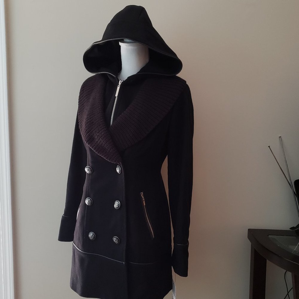 KENSIE Double Breasted Hoodie Peacoat Black Size XS - Picture 5 of 14